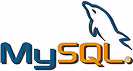 MySQL database software logo featuring a stylized dolphin above the text 'MySQL'.