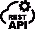 REST API icon with cloud outline and gear symbol.