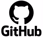 GitHub logo with a stylized cat inside a circle above the text 'GitHub'.