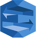 Blue hexagonal logo featuring two opposing arrows inside.