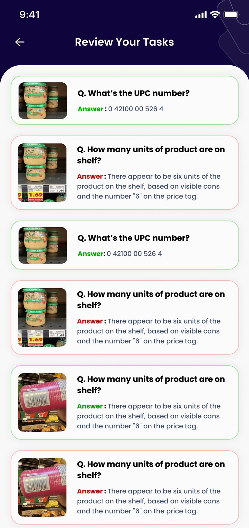 Task management review screen