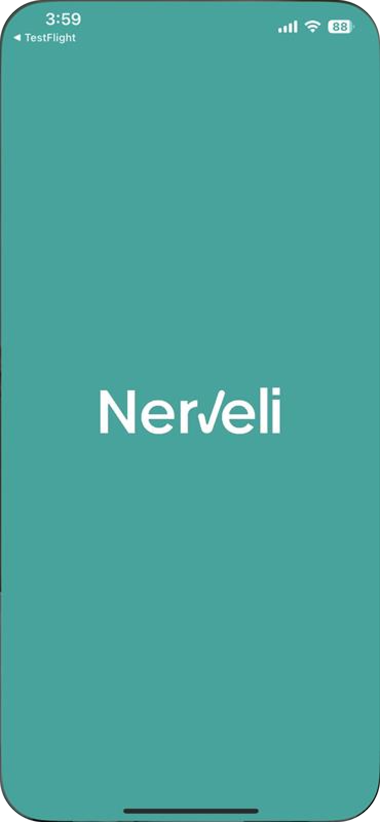 Nerveli splash screen with the teal wordmark