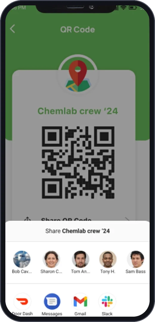 Geo360 QR code for sharing a tagged location with contacts
