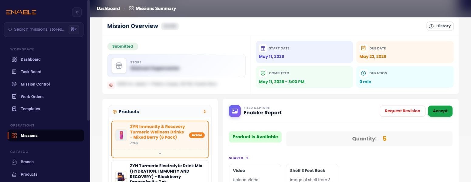 Enable field capture screen with extracted product data