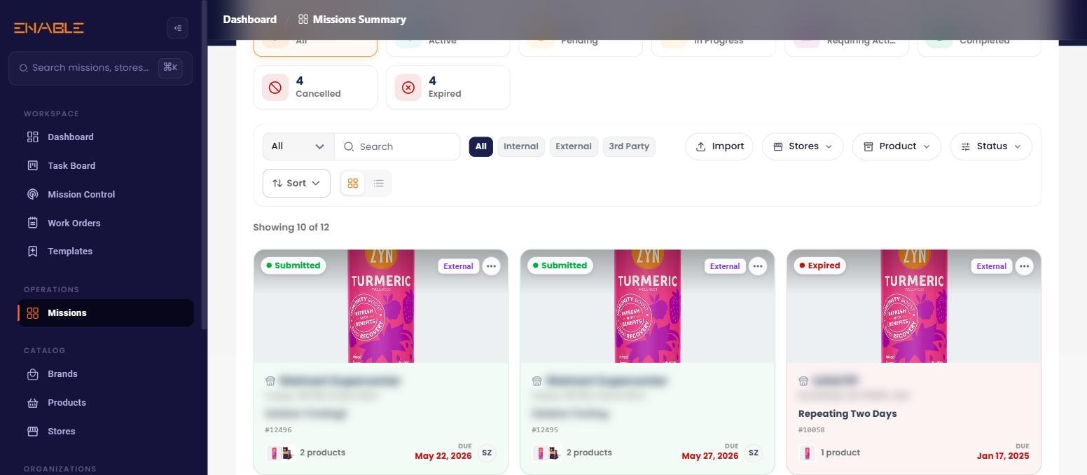 Enable missions list in the web platform