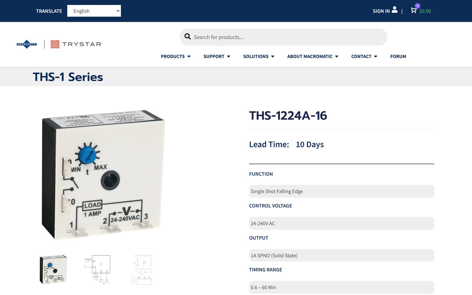 Macromatic THS-1224A-16 product page in the WooCommerce store