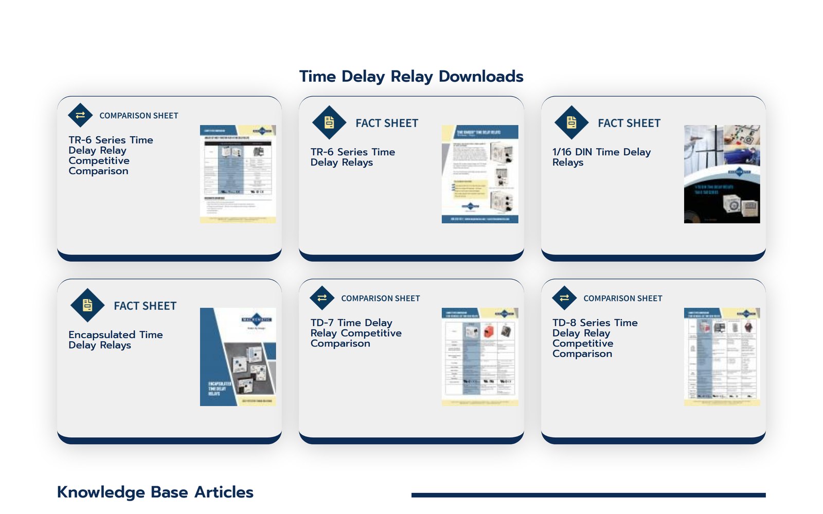 Macromatic time delay relay fact sheets and comparison sheets