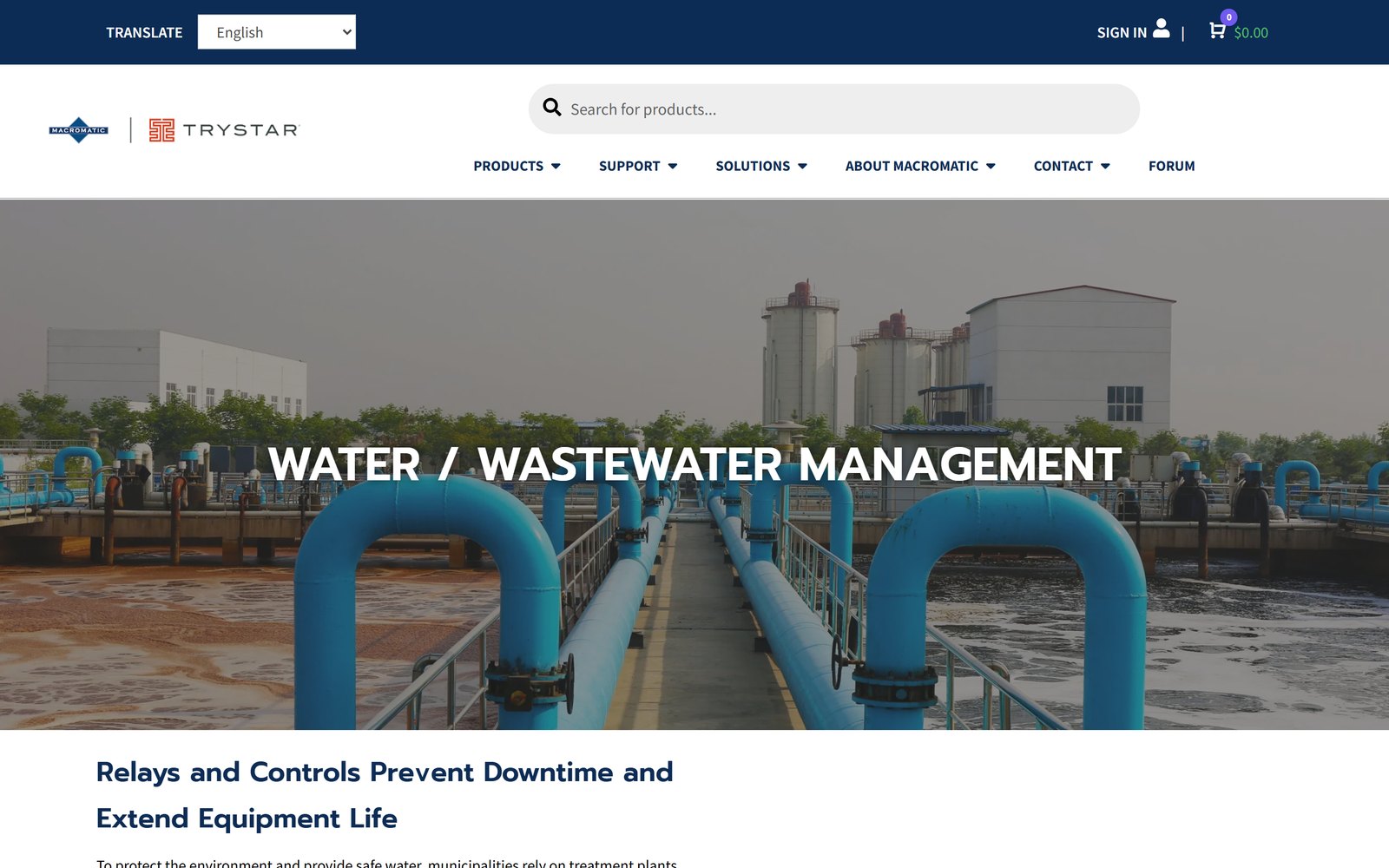 Macromatic water and wastewater management solutions page