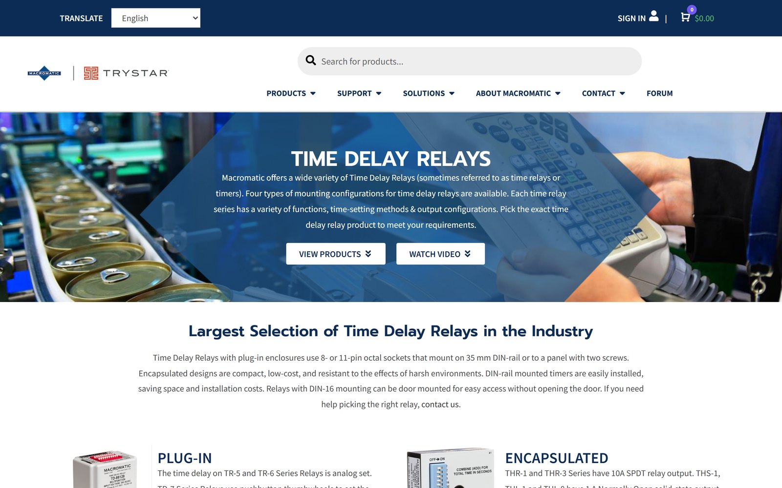 Macromatic time delay relays category page