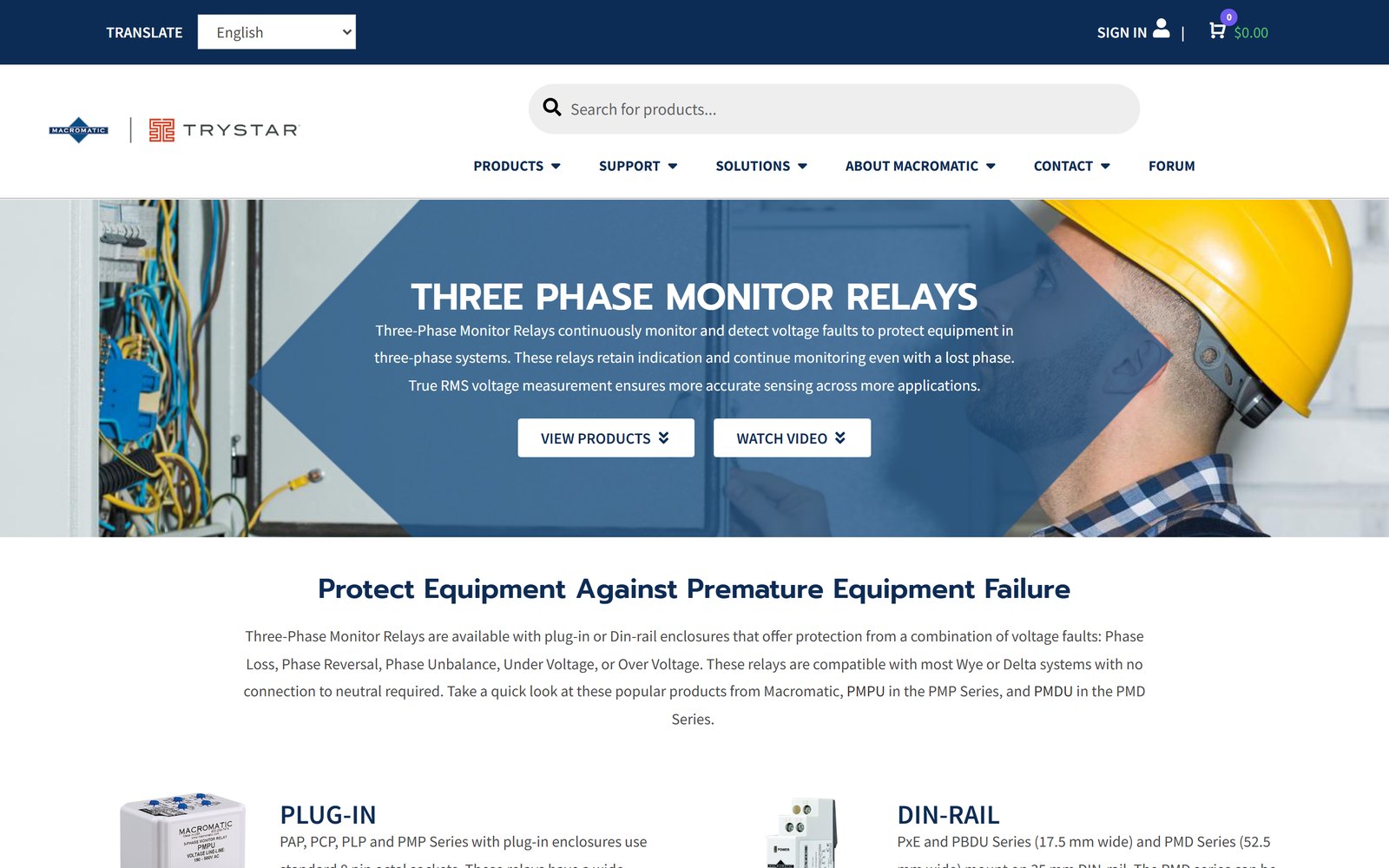 Macromatic three phase monitor relays category page