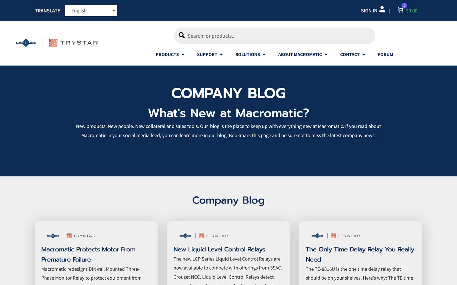 Macromatic company blog page
