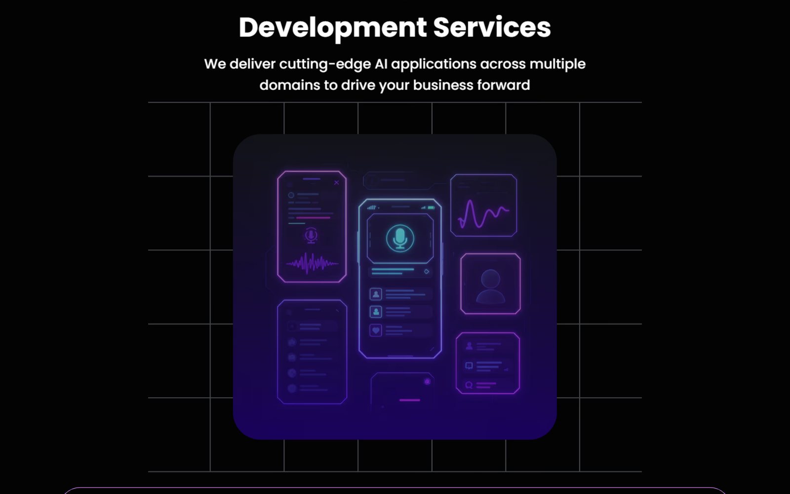 Unicode AI Application Development page with the Development Services graphic