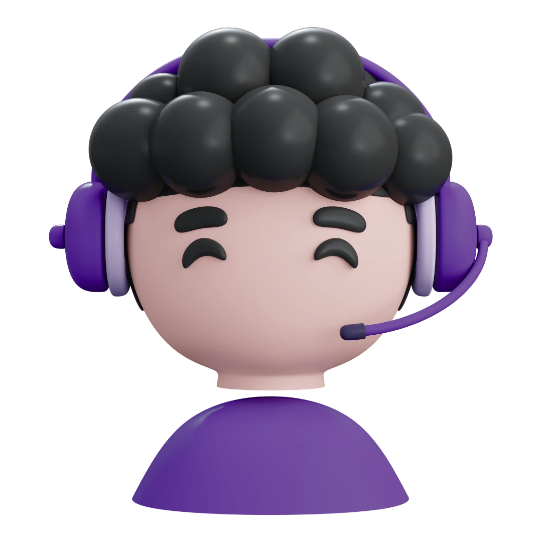 3D illustration of a support agent wearing a headset