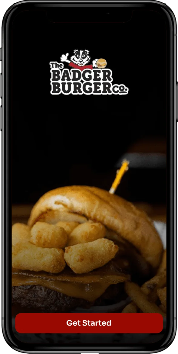 White-label restaurant app splash, The Badger Burger Co.