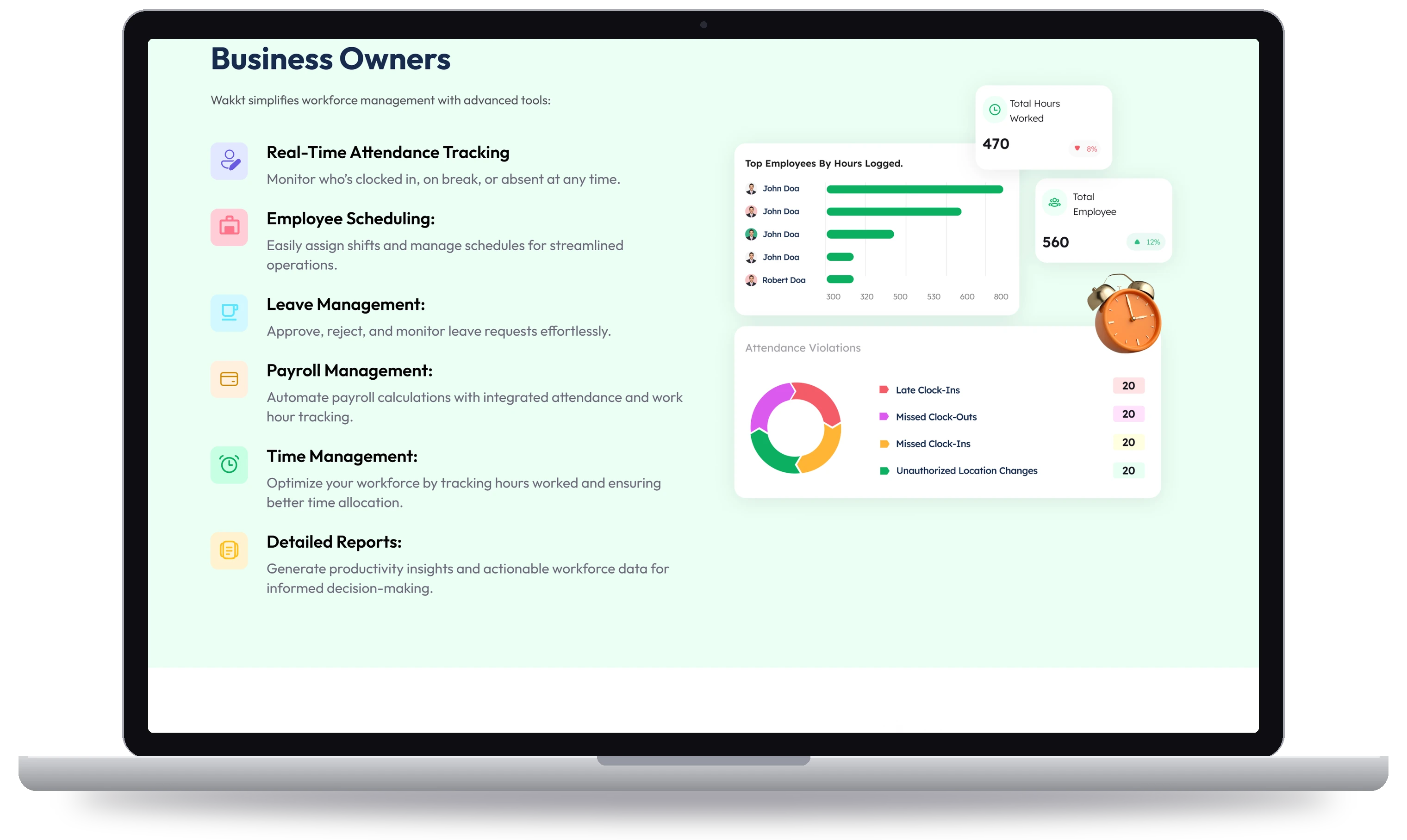 Wakkt website Business Owners section on a laptop