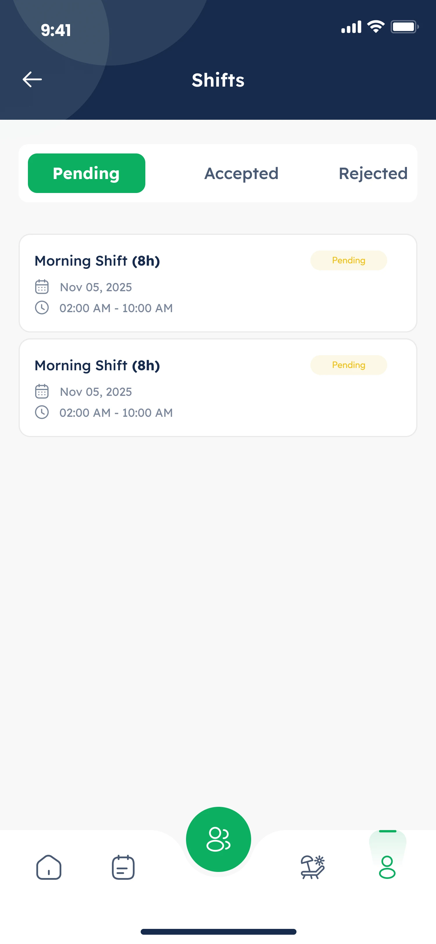 Wakkt Shifts with pending morning shift requests