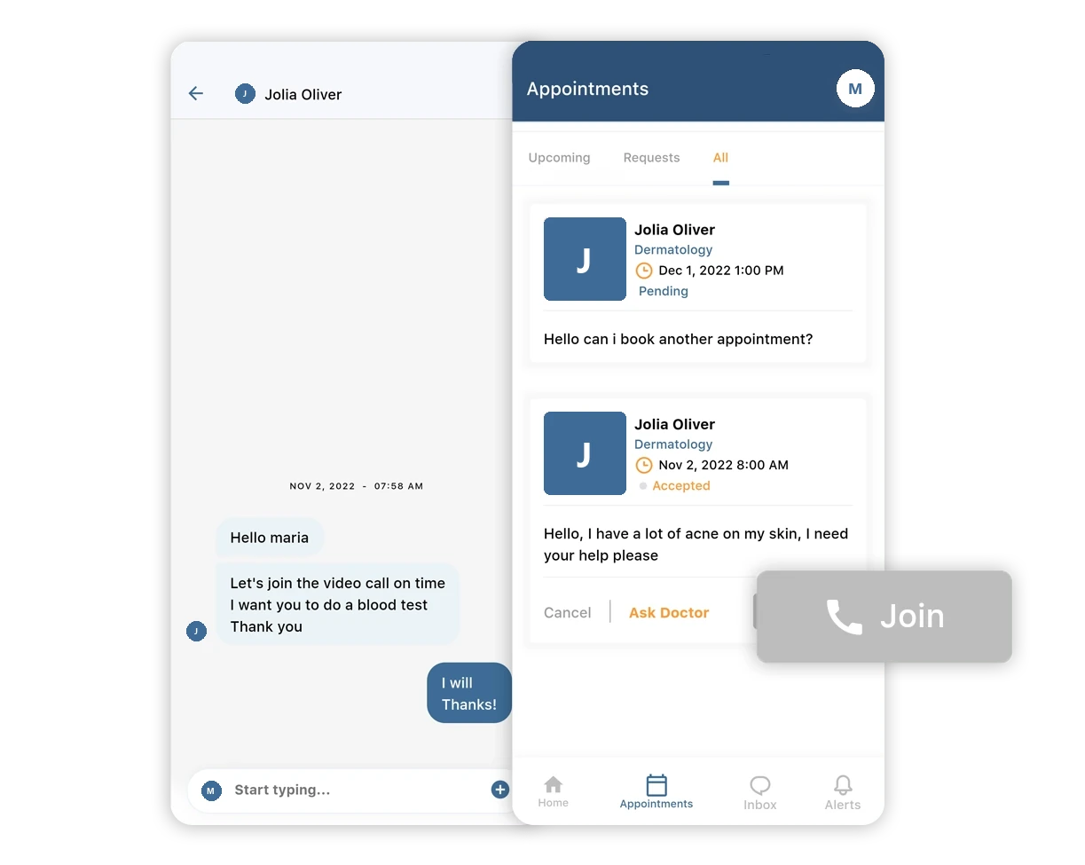Doctors for Syria chat with a doctor and the Join video call button