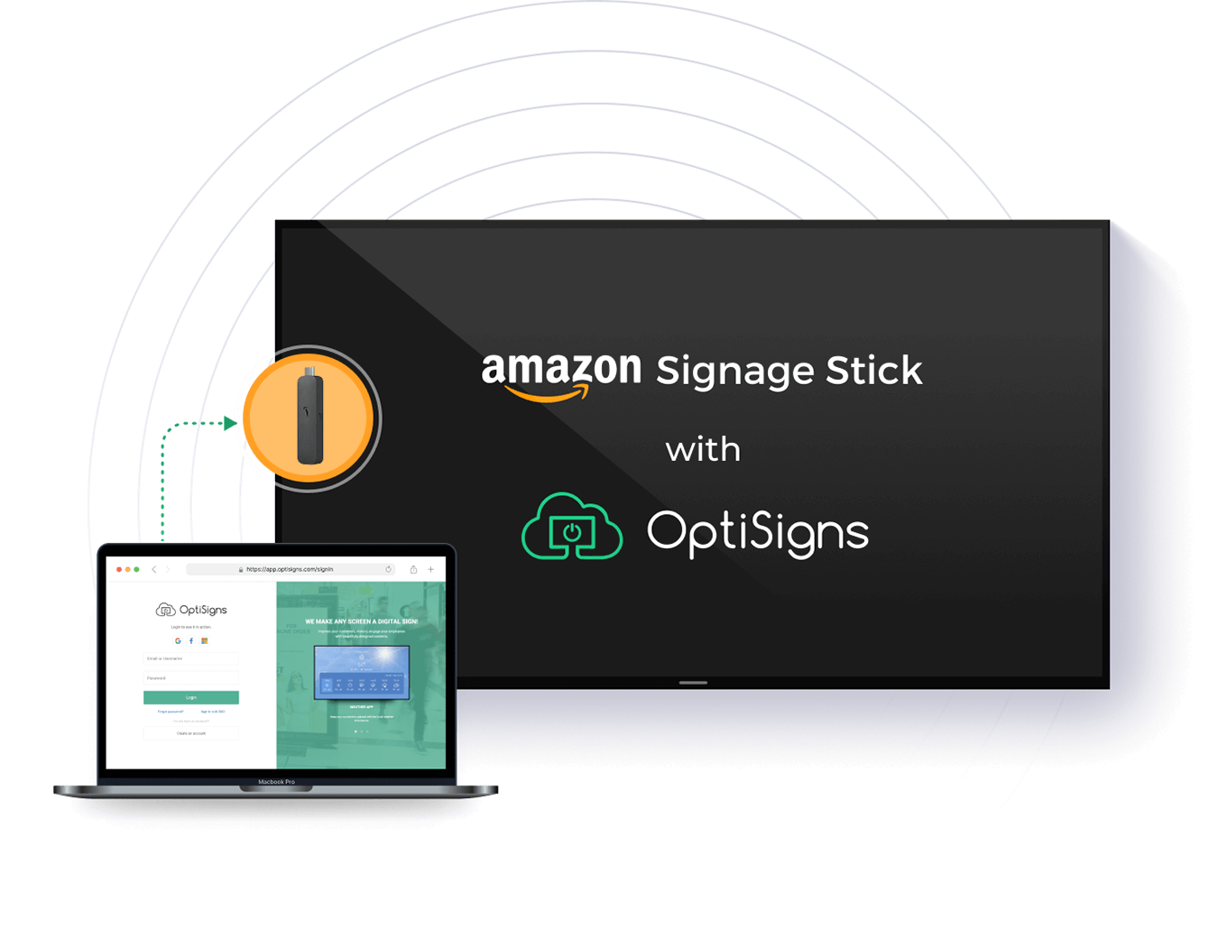 Amazon Signage Stick using OptiSigns Digital Signage Software CMS