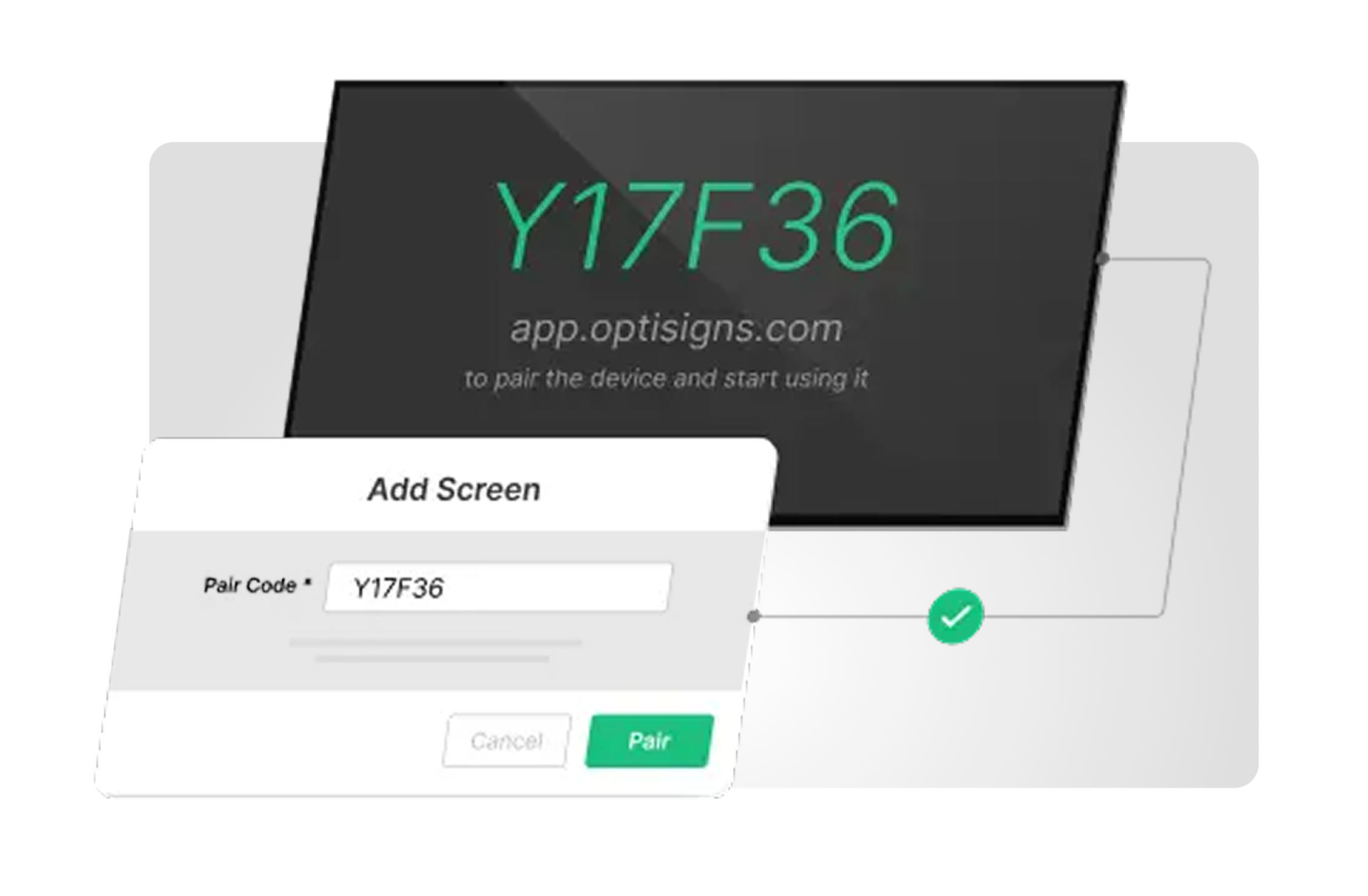Supported platform logos for digital signage software solution with examples of digital signage players and screens.