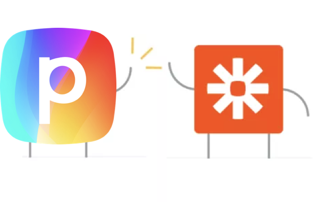Perspective Funnels Logo und Zapier Logo geben sich ein High Five