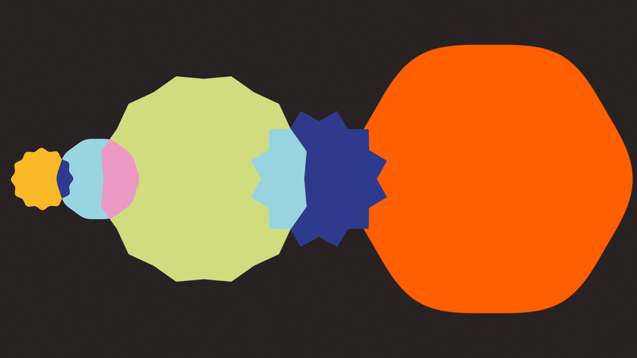 Shapes connecting and separating in motion