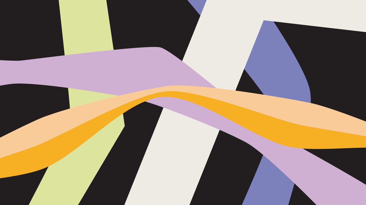Ribbon shapes crossing the frame