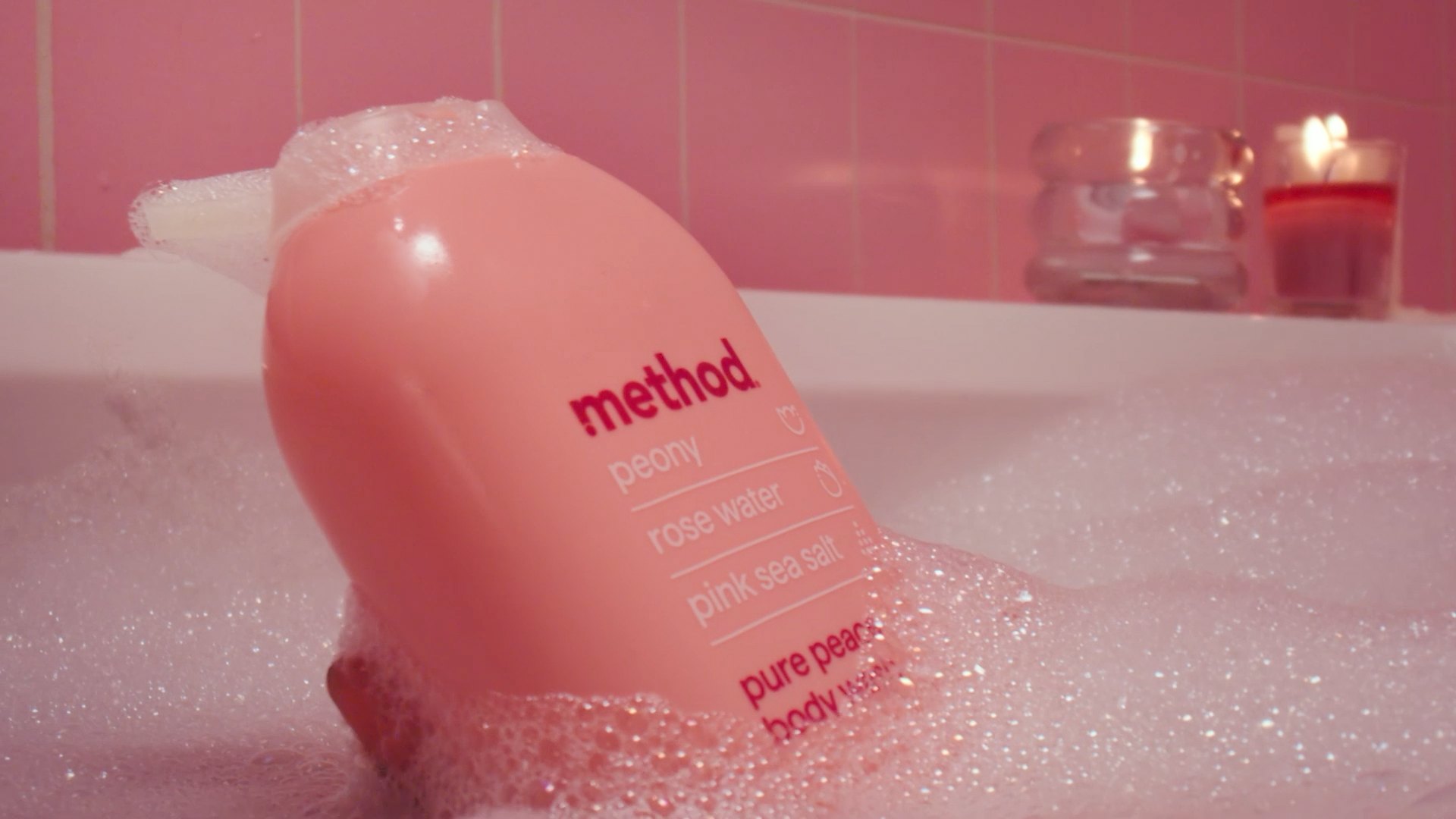 Pure peace Method body wash in a bubble bath