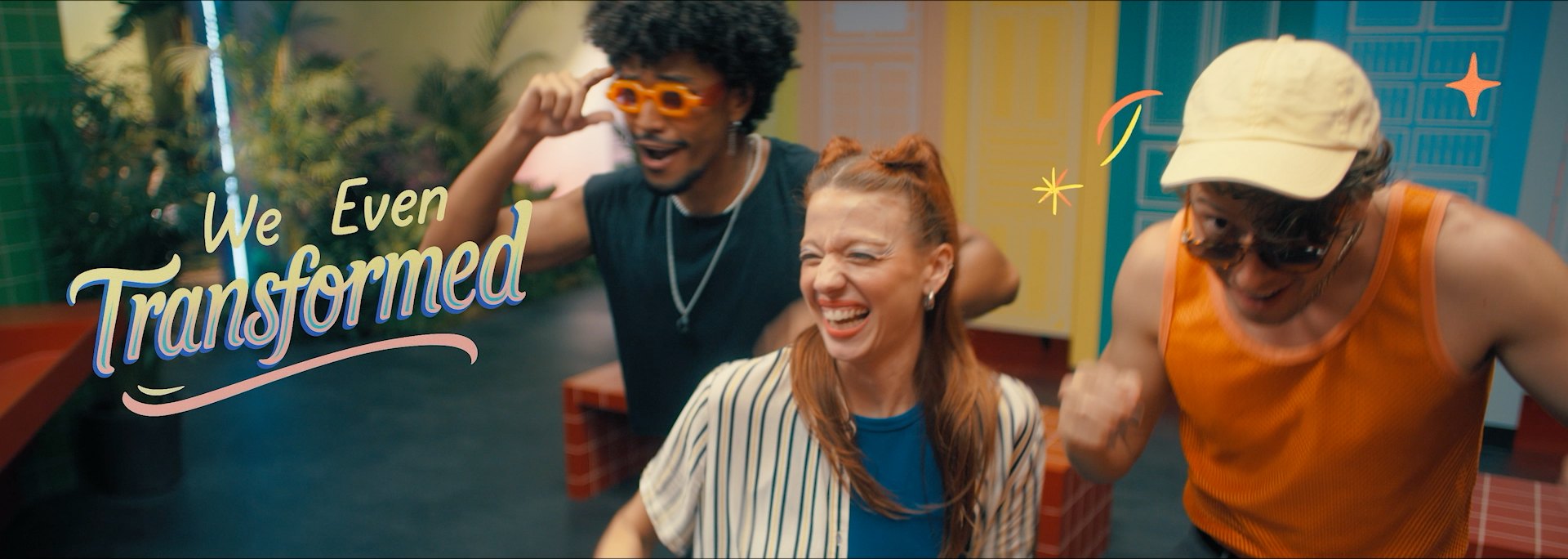 We even transformed, friends dancing in sunglasses
