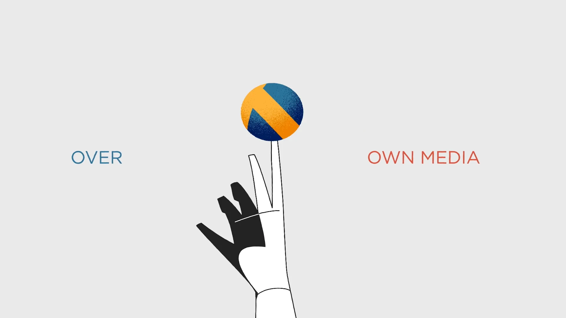 A hand balancing the ball, over own media