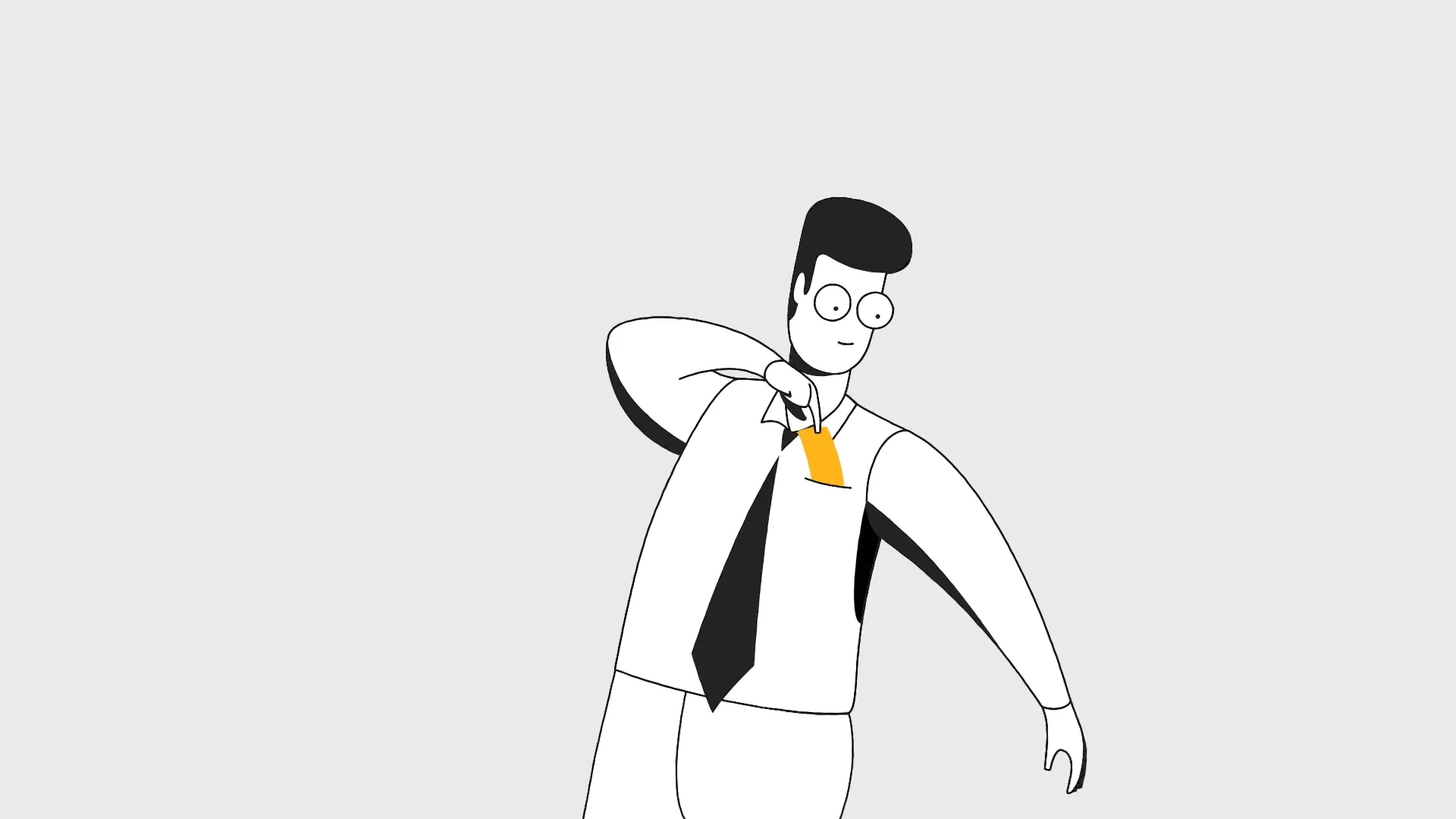 The user character straightening his tie