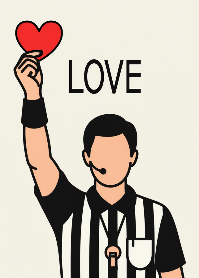 The referee holding a heart