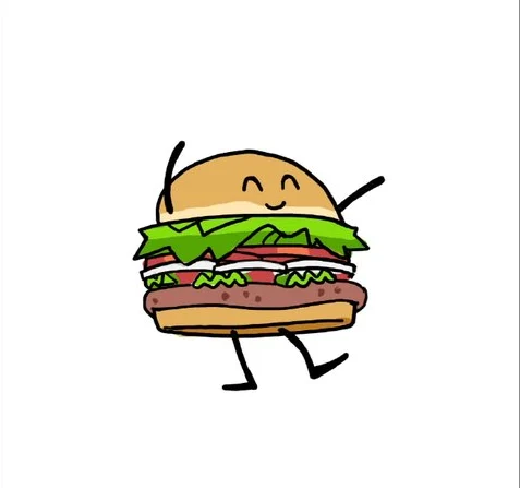 Dancing burger sticker