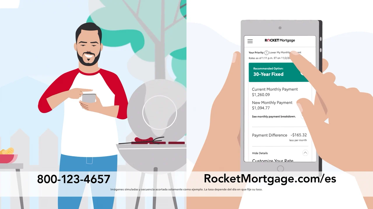 Checking the refinance offer on a phone