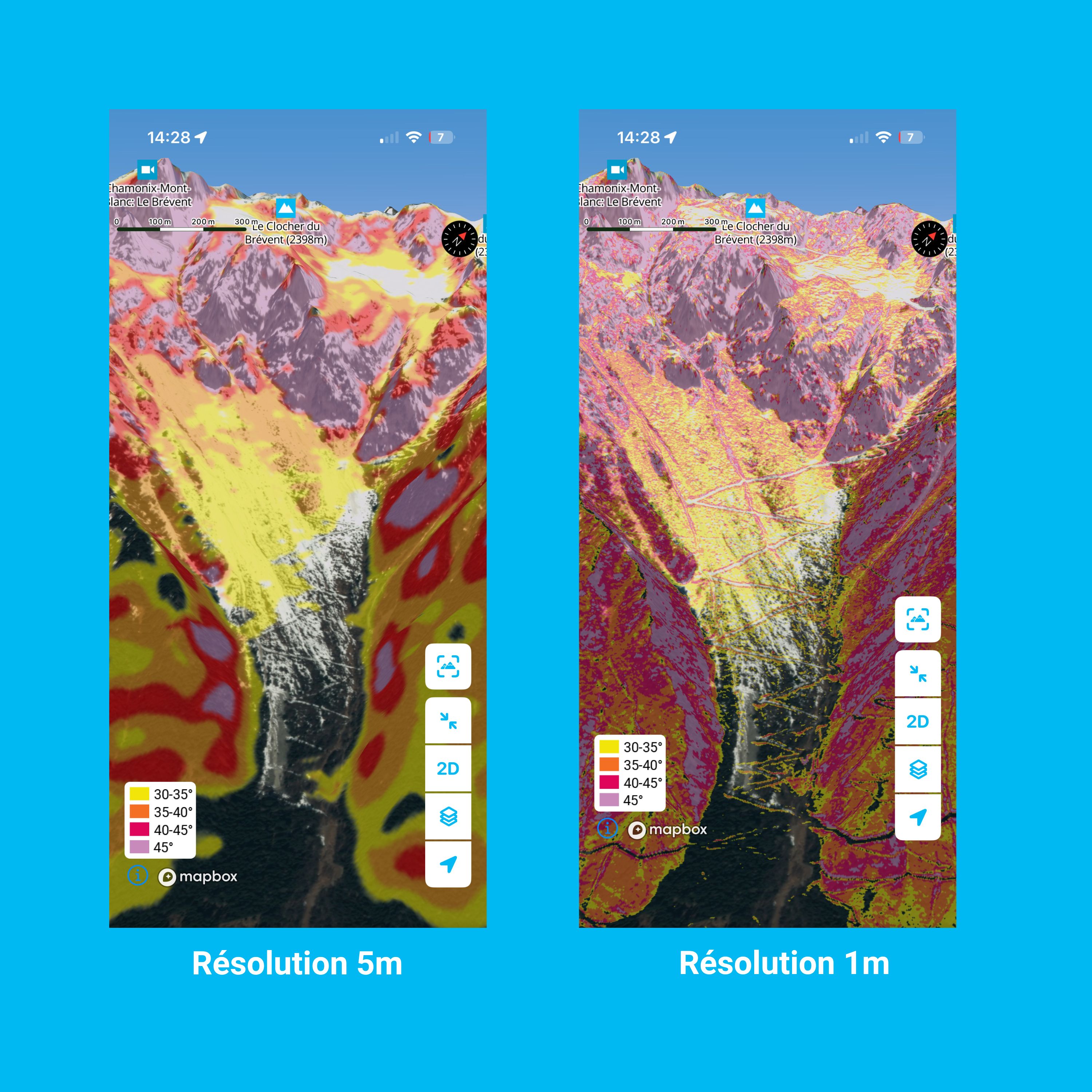 Légende : résolution du calque d’inclinaison de pentes mondiales sur Whympr