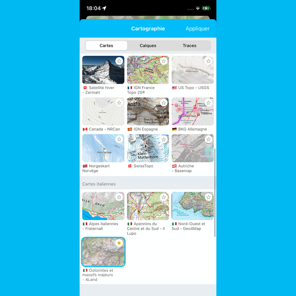 Menu des cartes Whympr