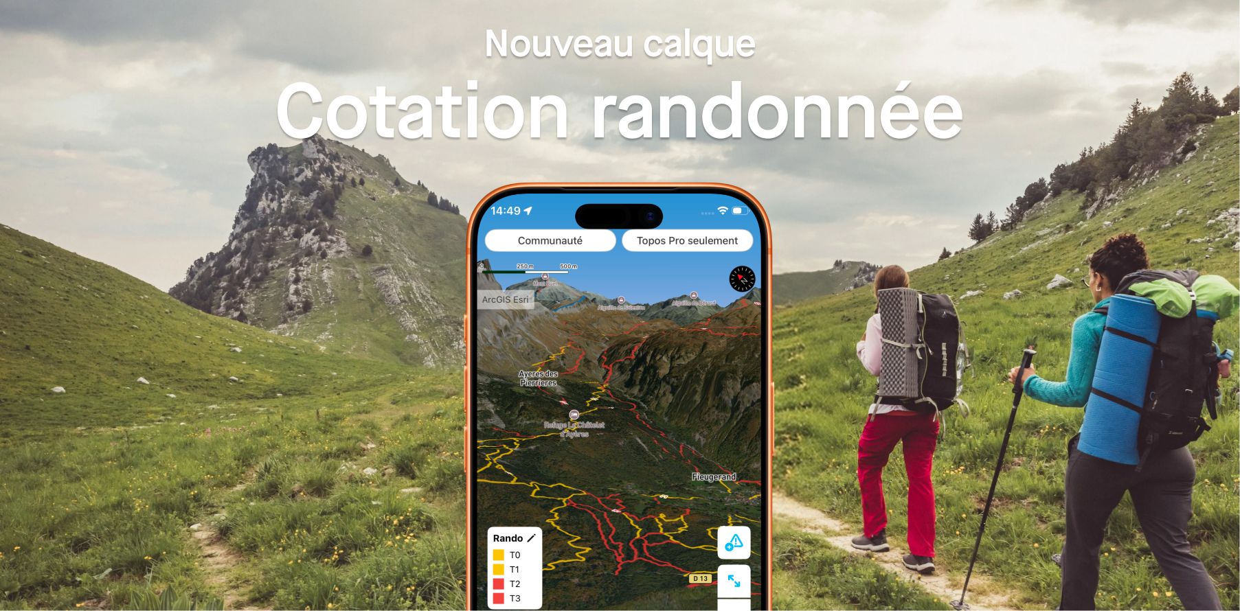 La cotation de tous les sentiers de randonnée sur une seule carte