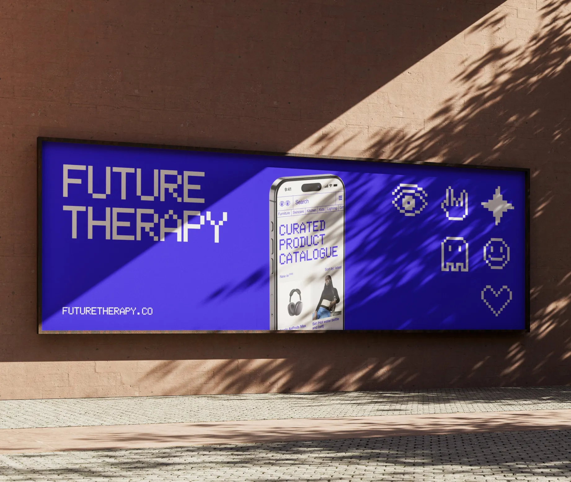 A billboard advert for Future Therapy - an online product catalogue