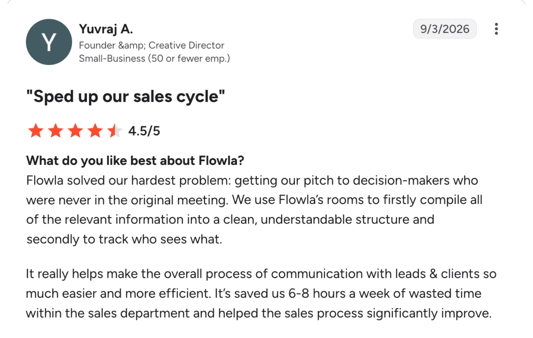 G2 review of Yuvraj A. for Flowla