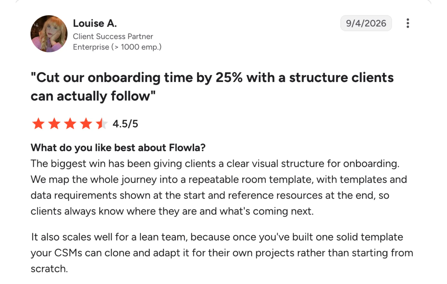 G2 review of Louise A. for Flowla
