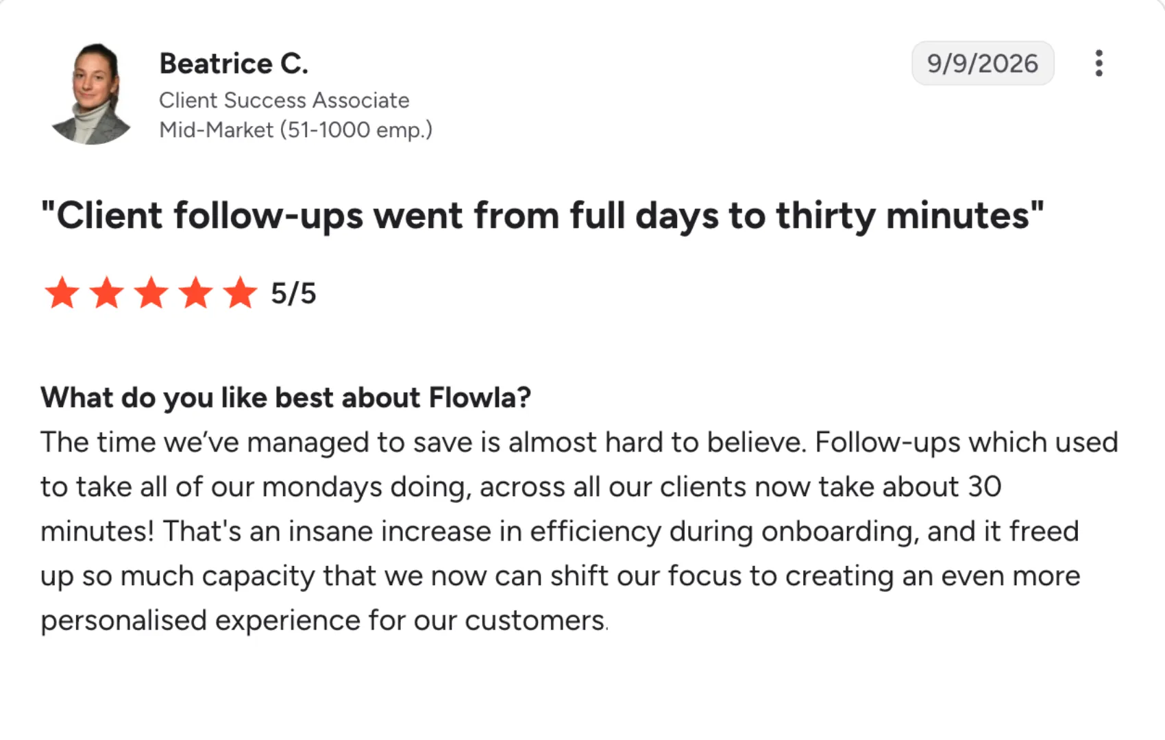 G2 review of Beatrice C. for Flowla