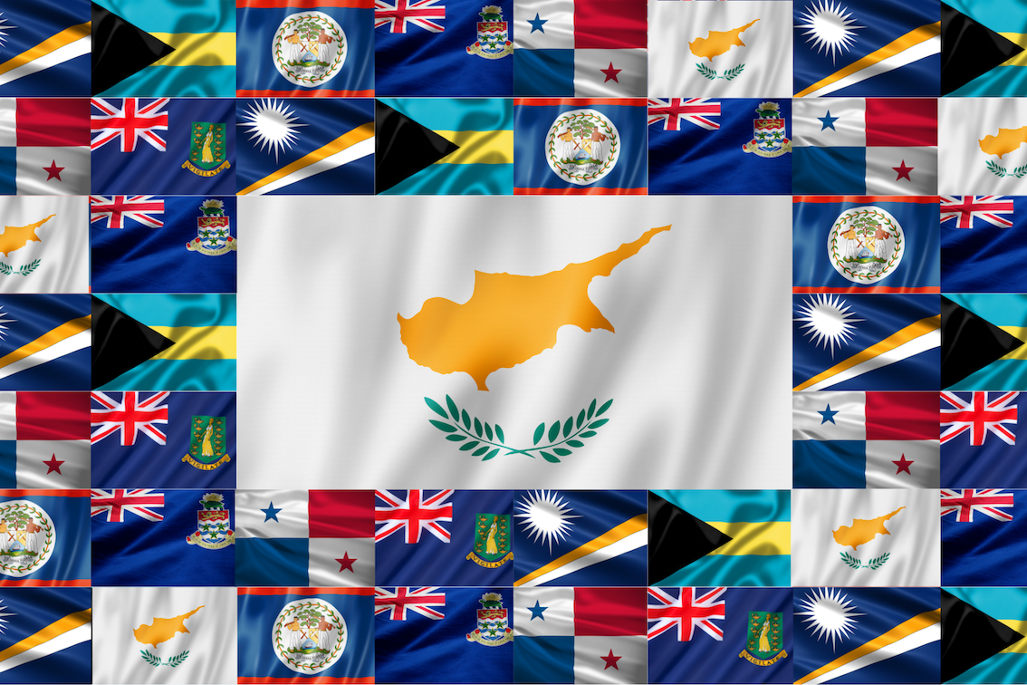 Grid of jurisdiction flags with the flag of Cyprus in the centre