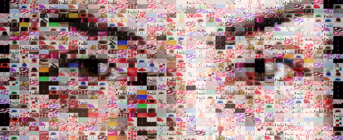 Mosaic of thousands of small digital artworks, referencing tokenisation