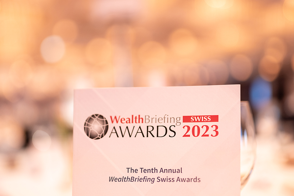 Card of the tenth annual WealthBriefing Swiss Awards 2023