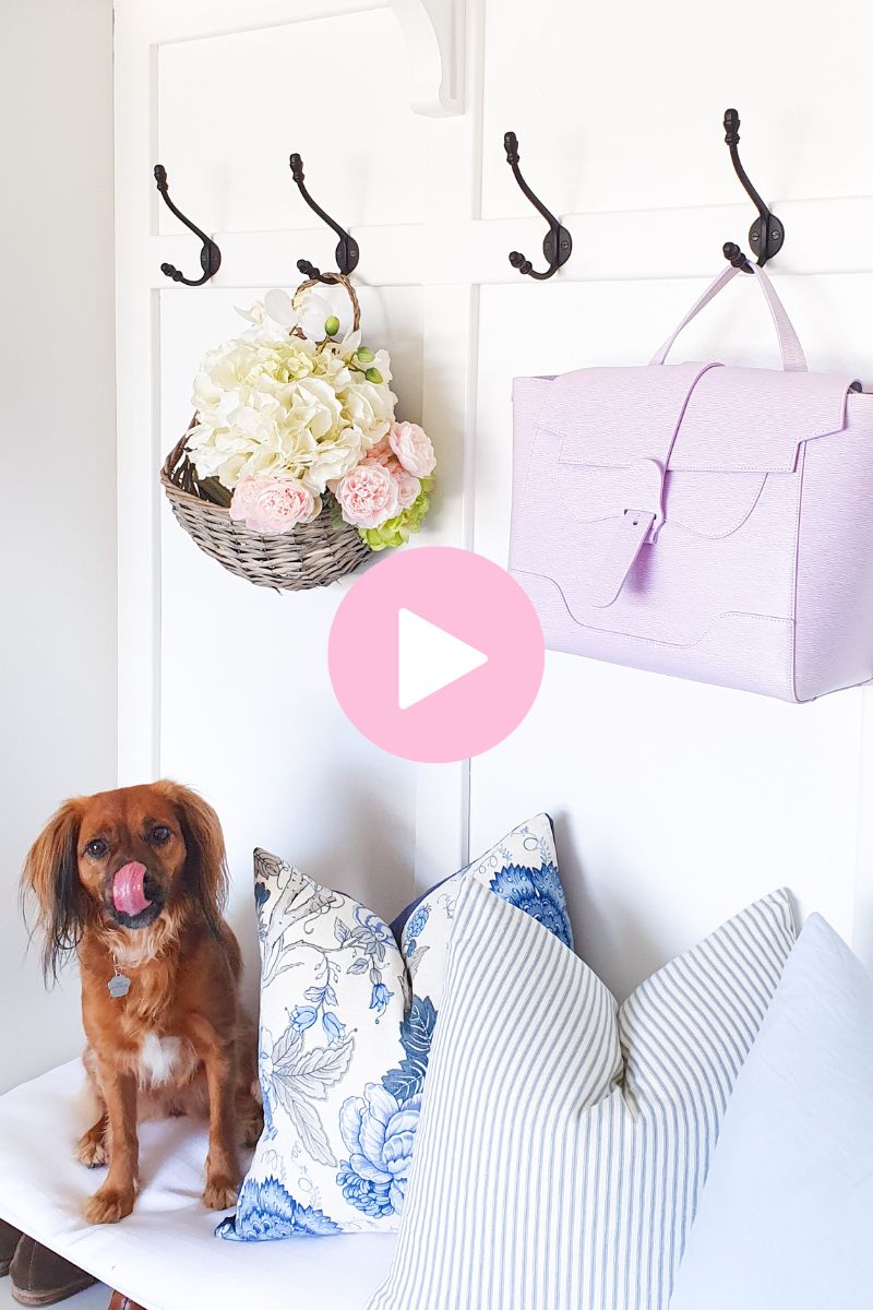 Garage mudroom bench with shoe storage and wall hooks