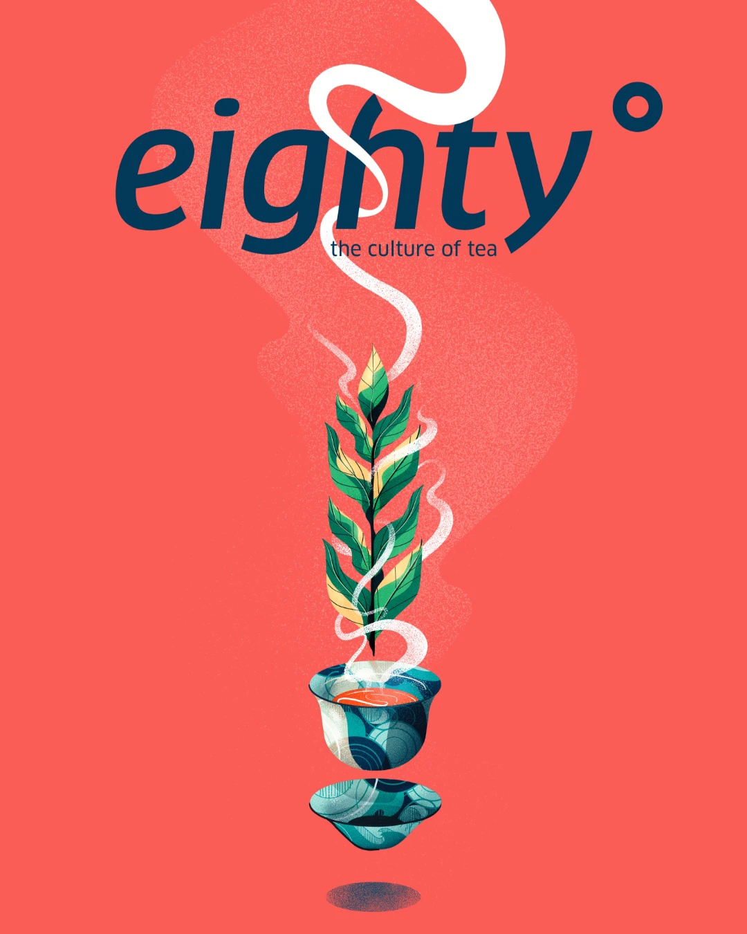 Eighty Degrees magazine red cover with plant illustration