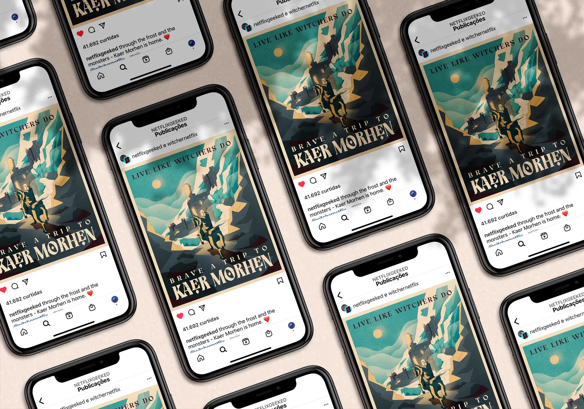 Digital illustration inspired by The Witcher depicting Kaer Morhen, created for social media campaign.