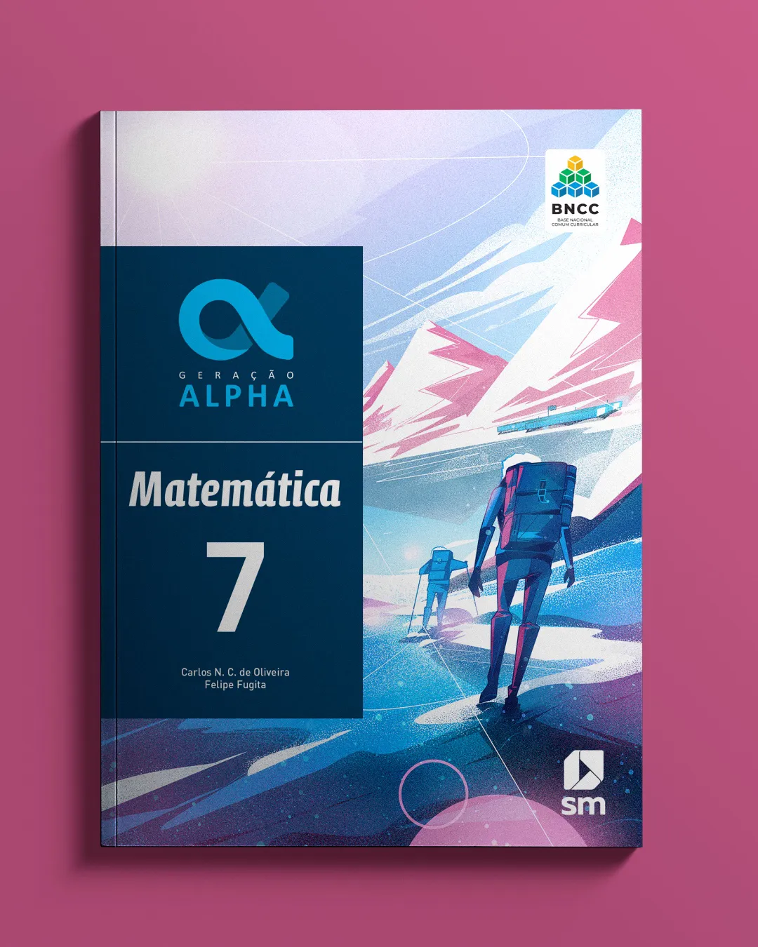 Interior illustration for the Grade 7 mathematics textbook, portraying abstract mountains, paths, and human figures in motion