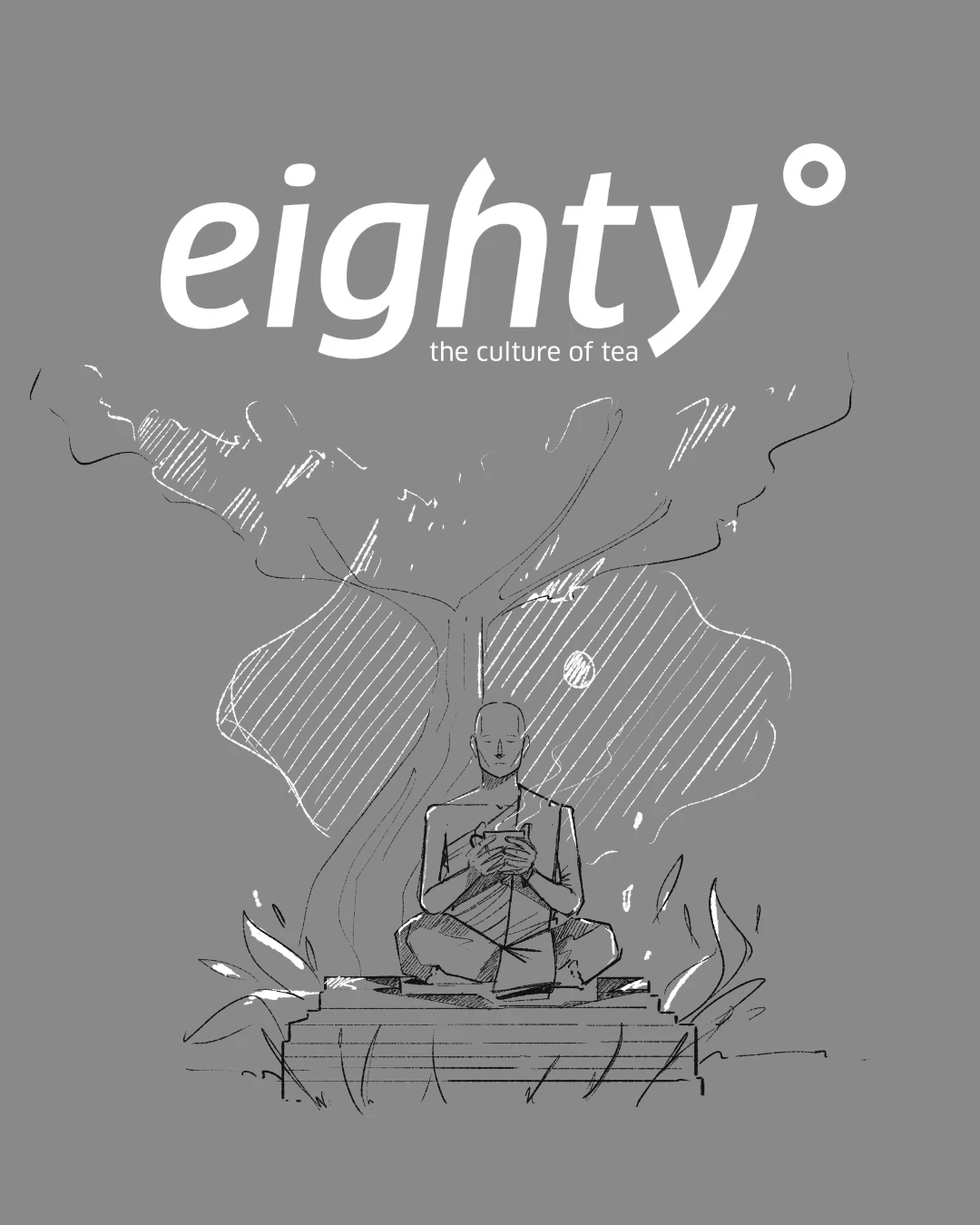 Line art illustration for Eighty Degrees tea magazine
