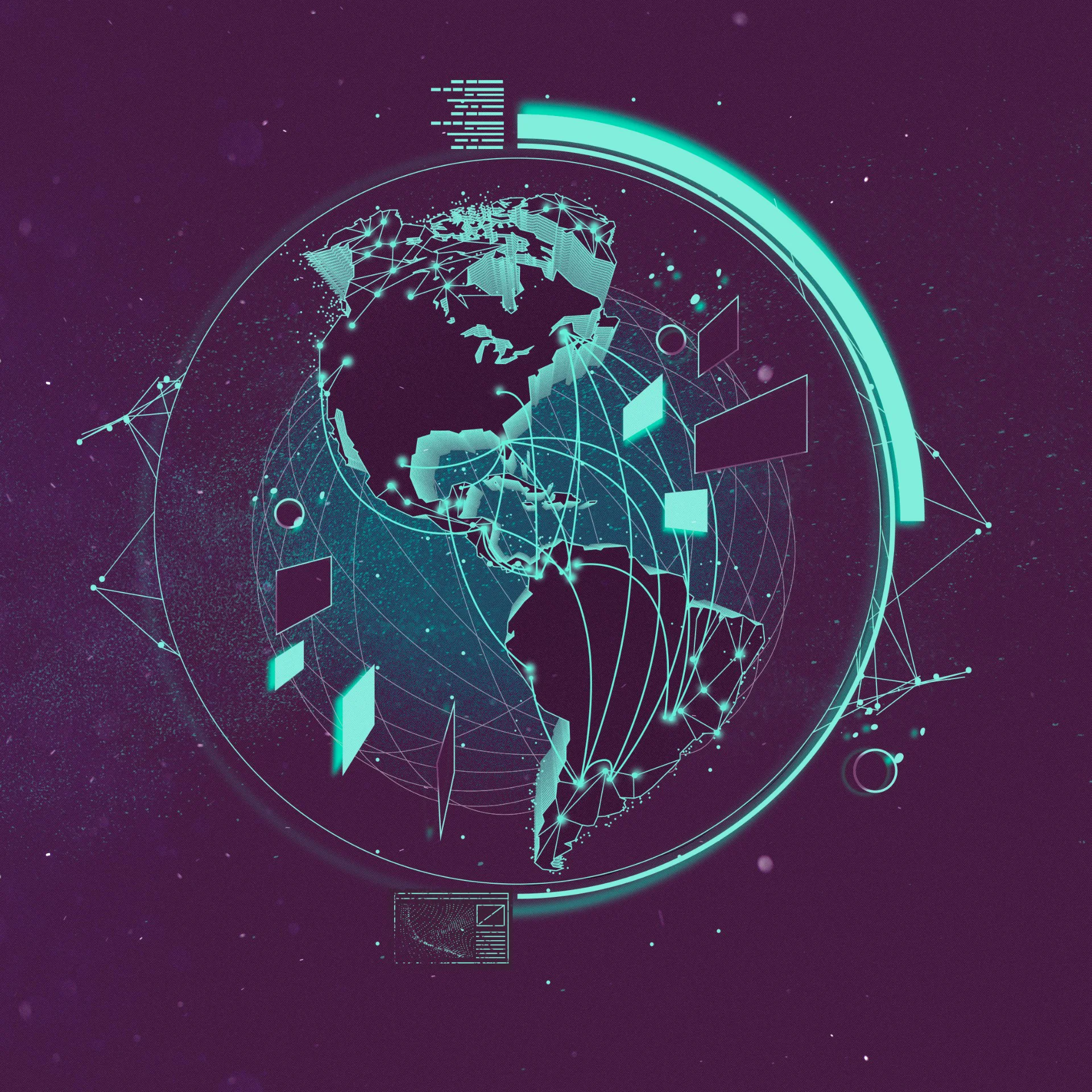 Futuristic globe illustration representing global data networks and connectivity