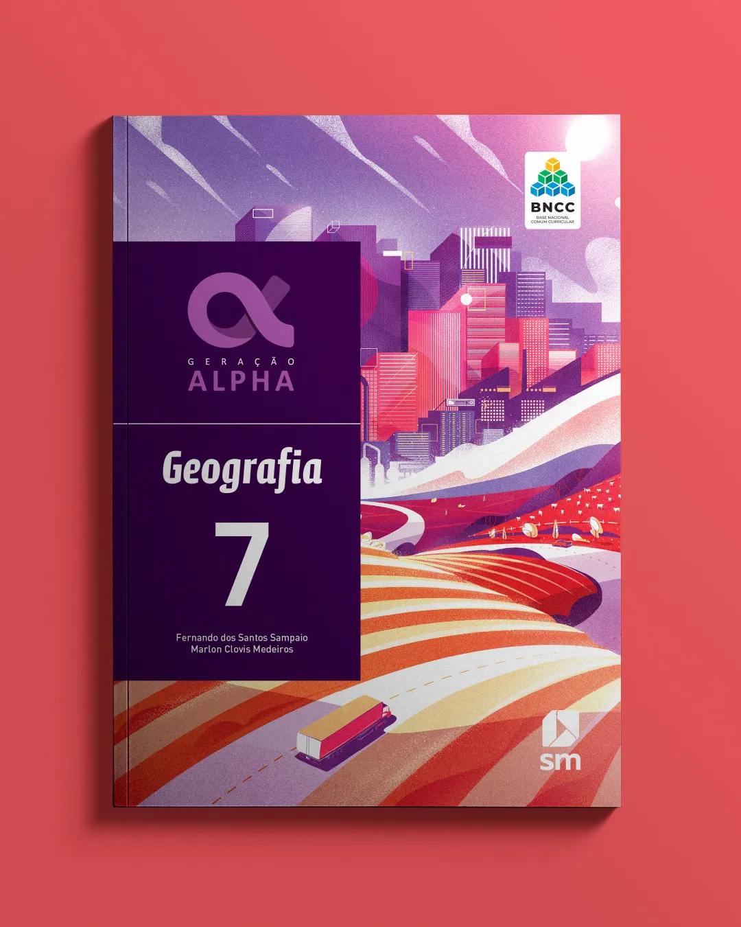 Illustration of a city skyline connected by roads through rural landscapes, representing transportation networks, urbanization, and rural–urban relationships.